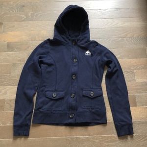 Burton Womens Zip/Button Hoodie, Navy Blue - Sz XS